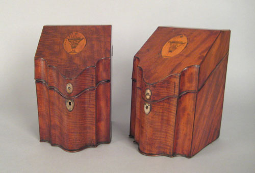 Appraisal: Pair of George III mahogany knife boxes ca each with