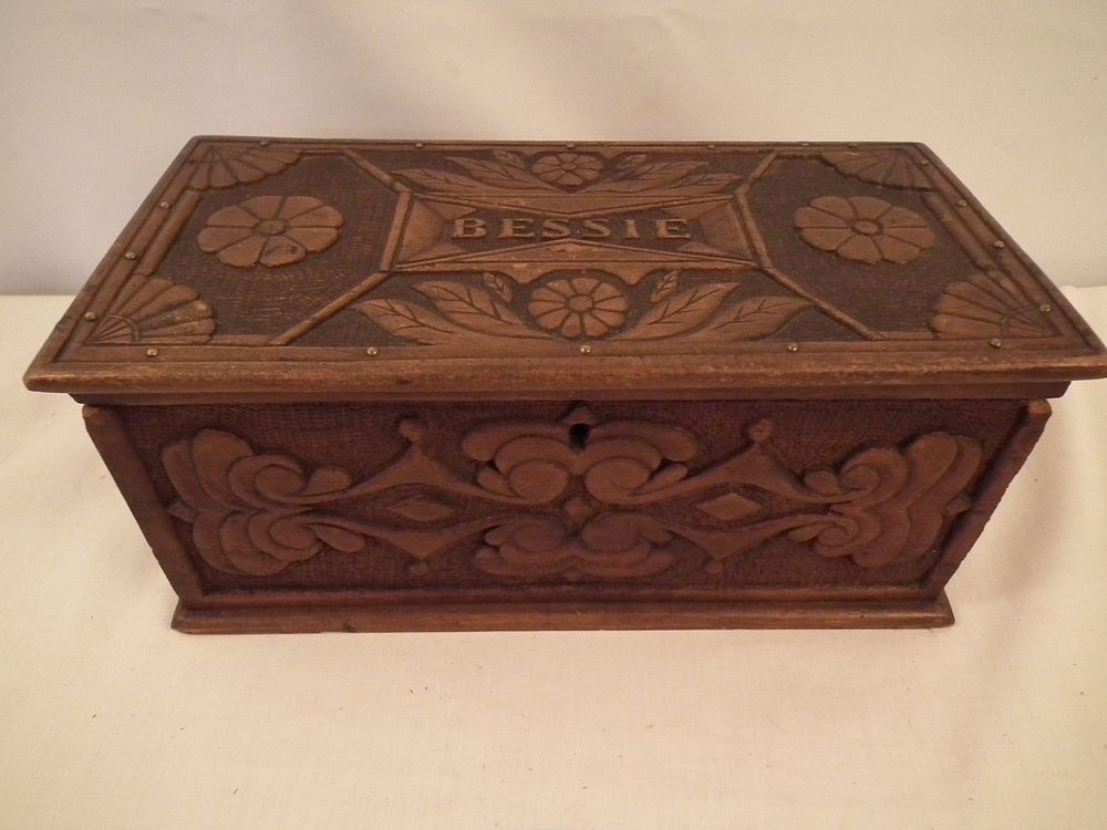 Appraisal: SAILOR MADE BOX Sailor made carved wood lift top document