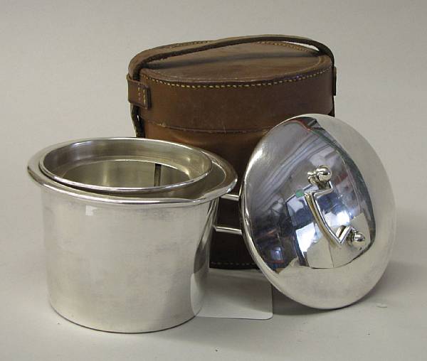 Appraisal: A travelling stove by Asprey British s silver plate comprising