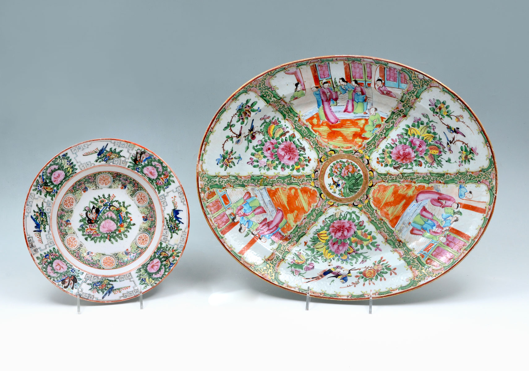 Appraisal: PIECE ROSE MEDALLION PLATTER AND BOWL Comprising - Rose medallion