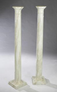 Appraisal: Pair of Neoclassical-Style Faux Marble Wood Columns H - in