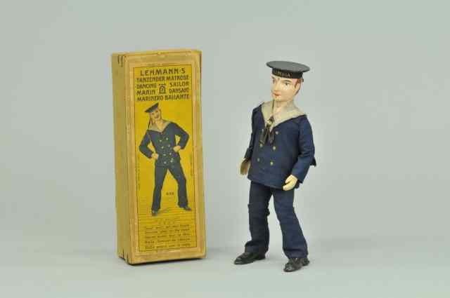 Appraisal: DANCING SAILOR Lehmann Germany boxed example tin body wears blue