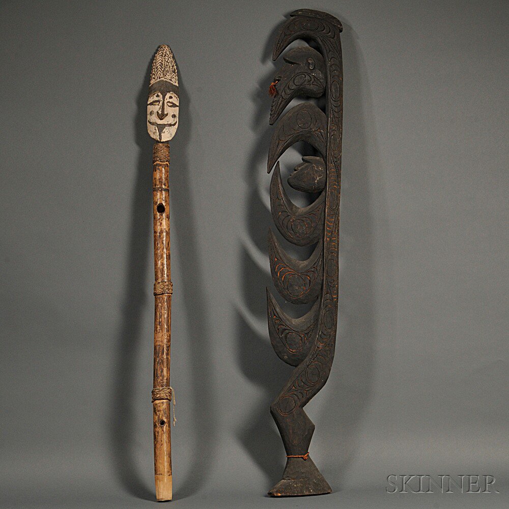 Appraisal: Two New Guinea Items a sacred flute with carved head