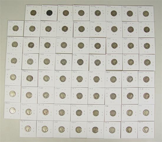 Appraisal: Mercury Dimes Dates range - many with mintmarks D S