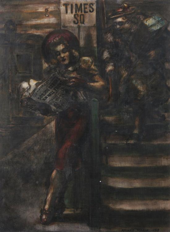 Appraisal: REGINALD MARSH American - CZECHS ON NAZI BORDER signed and