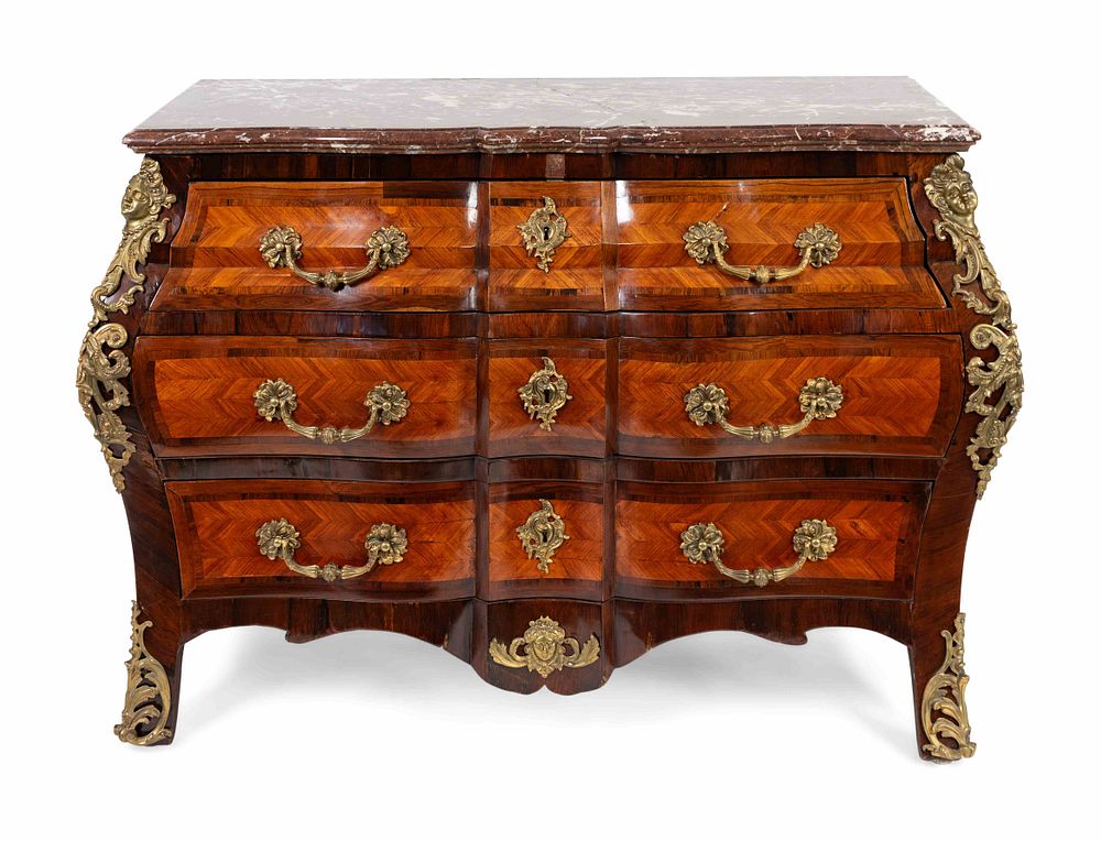 Appraisal: A Regence Style Gilt-Bronze-Mounted Kingwood and Tulipwood Commode Height x