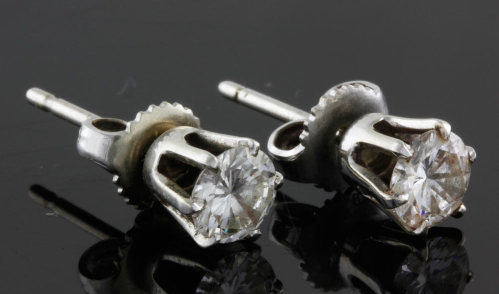 Appraisal: - Pair of K Diamond Earrings Pair of K yellow