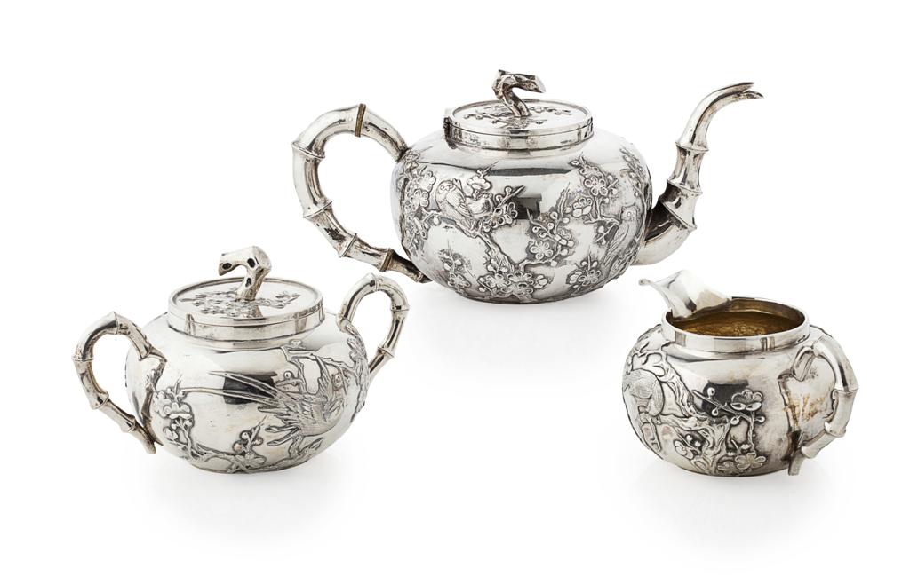 Appraisal: A Chinese three piece tea service Wang Hing circa comprising