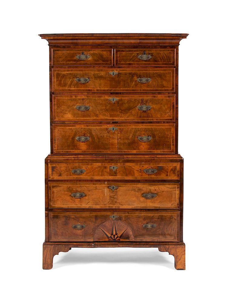 Appraisal: A George I Walnut Chest on Chest Height x width