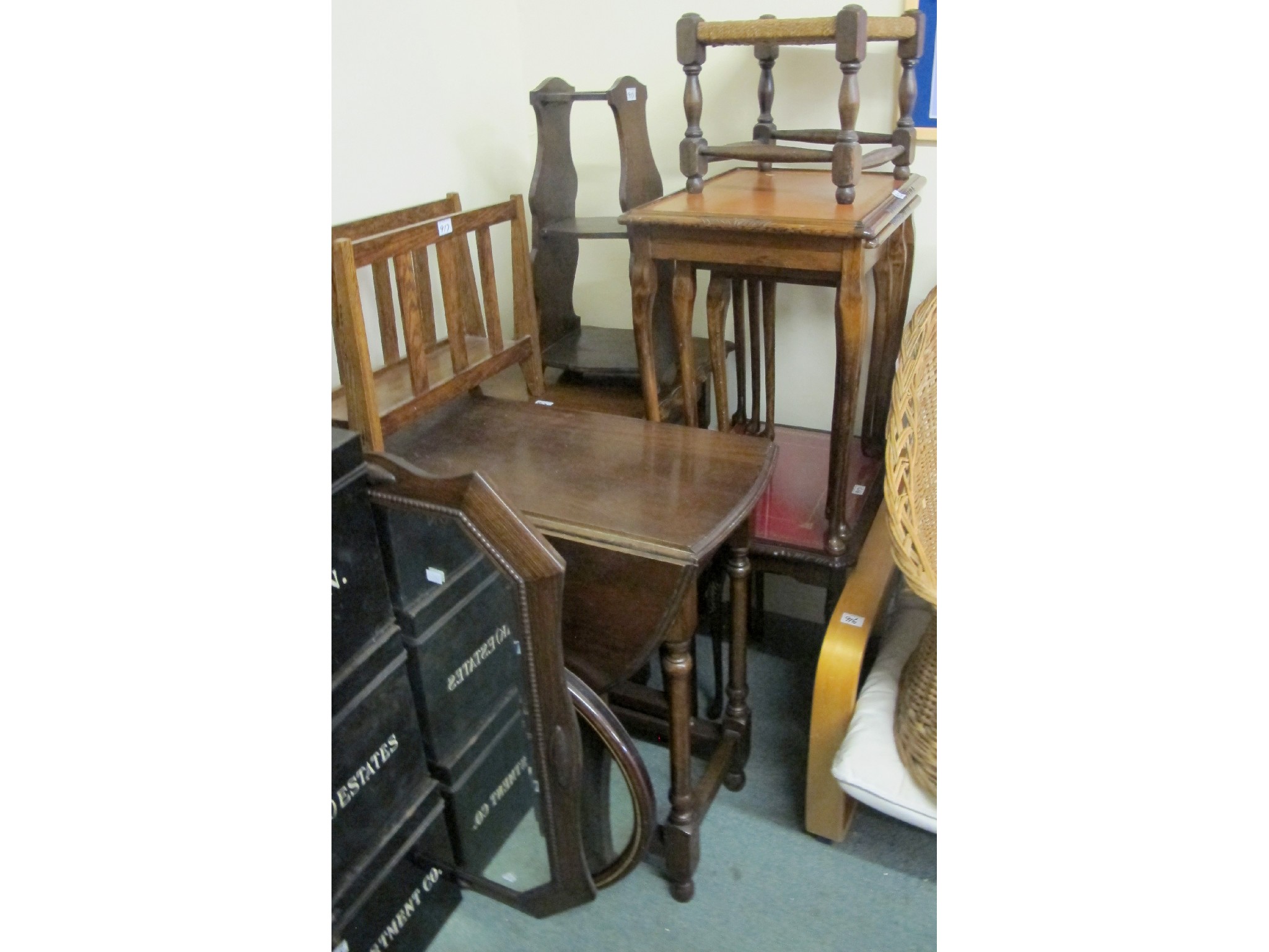 Appraisal: Two sets of nest of tables gateleg table footstool occasional