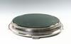 Appraisal: PLATEAU - Circa round silver plated mirror top centerpiece platform