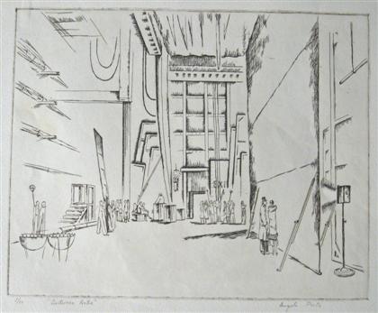 Appraisal: ANGELO PINTO american - five etchings EXTRAS x in STAGE