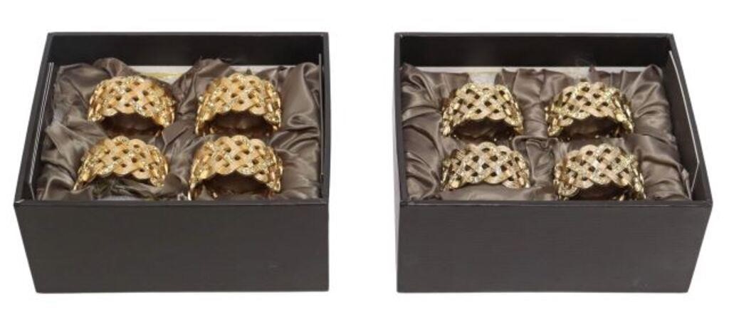 Appraisal: lot of L'Objet Braid napkin rings matte gold-plated finish accented