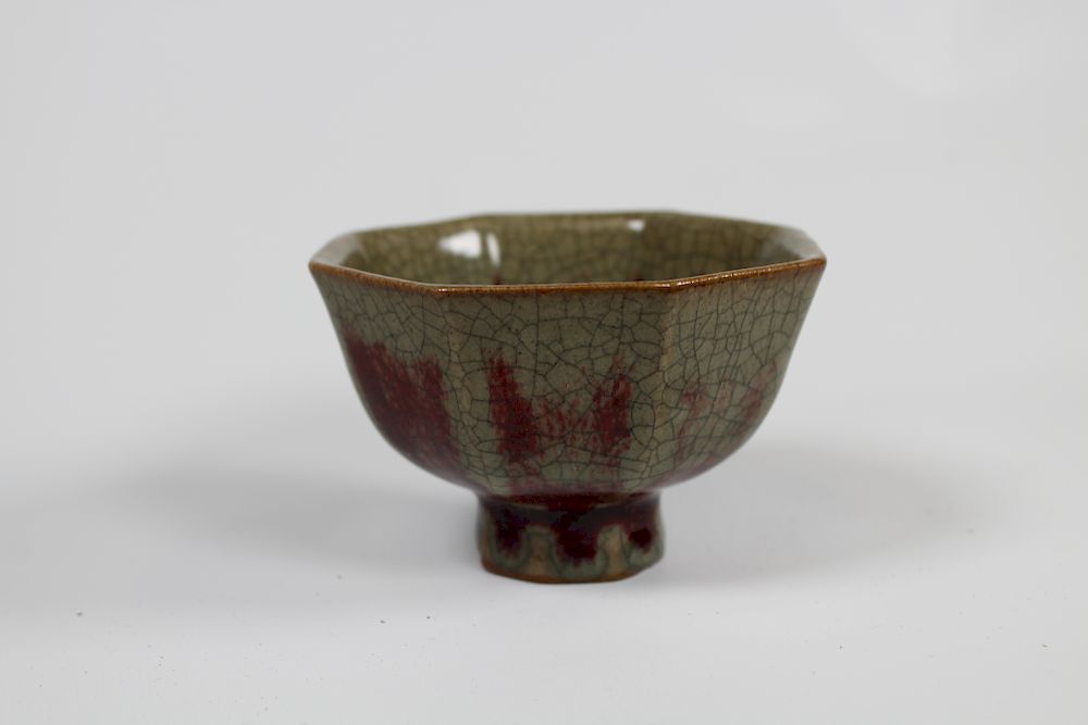 Appraisal: Chinese Flambe Glazed Crackleware Stem Cup Chinese Flambe Glazed Crackleware