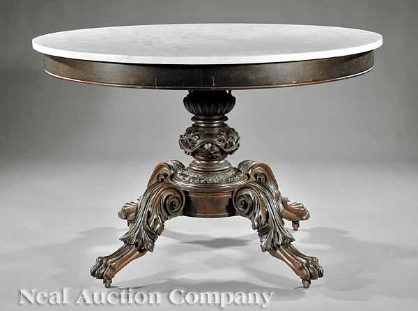 Appraisal: An American Late Classical Carved Mahogany Center Table th c