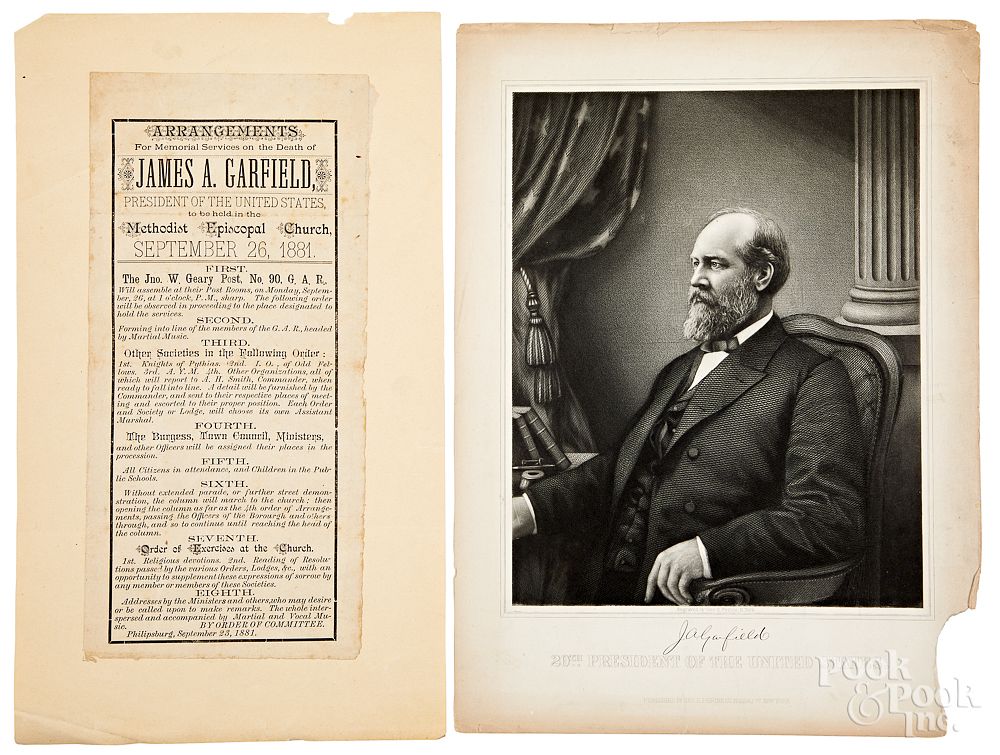 Appraisal: James A Garfield memorial services broadside James A Garfield memorial