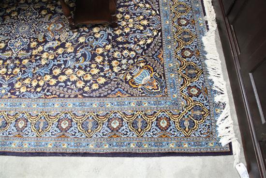 Appraisal: ORIENTAL STYLE RUG Dark blue ground with foliate adornment and