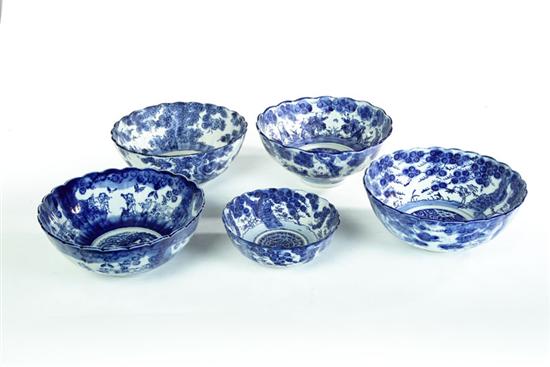 Appraisal: TEN BOWLS Asian th century Blue and white bowls Nine