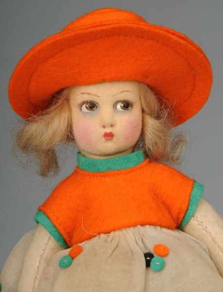 Appraisal: Rare Small Lenci-Type Child Doll by La Nicette Description French