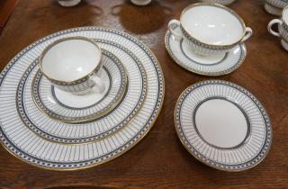 Appraisal: pc WEDGWOOD Bone China Dinner Ware Colonnade black with gold