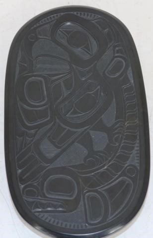 Appraisal: TH CENTURY HAIDA CARVED ARGILLITE BY PAT DIXON - SKIDEGATE