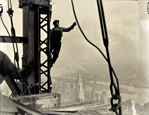 Appraisal: HINE LEWIS W - Empire State Building worker gesturing Silver