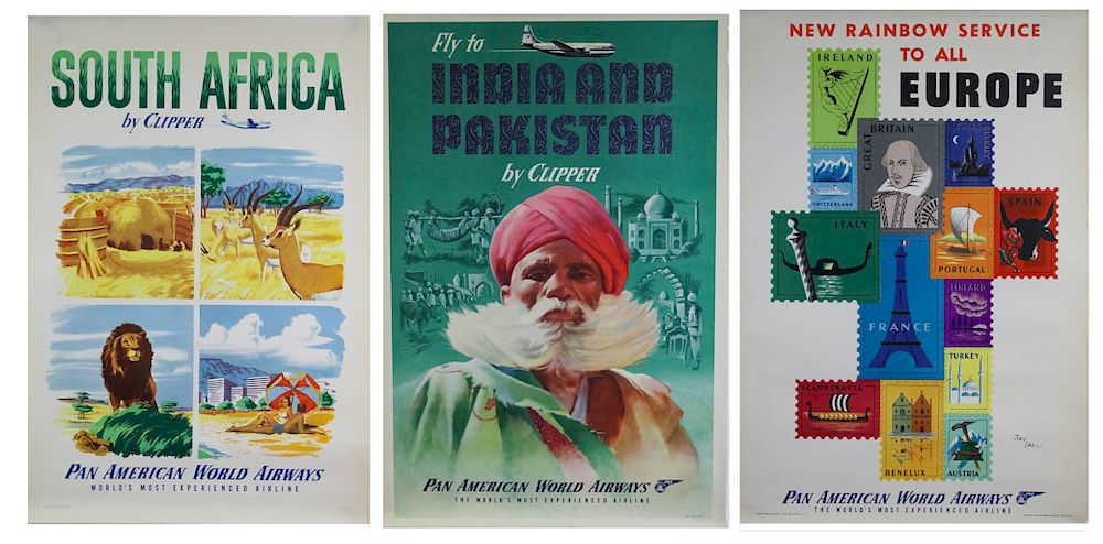 Appraisal: 's Pan Am Travel Posters Pakistan India Collection of genuine