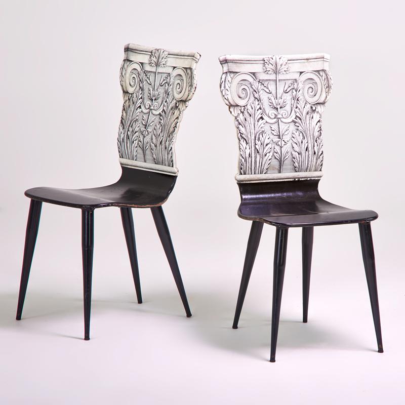 Appraisal: PIERO FORNASETTI - Pair of Corinthian Capitol side chairs Italy