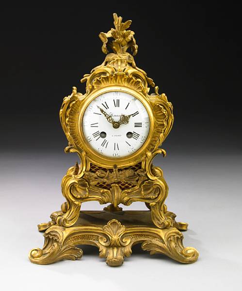 Appraisal: A Louis XV style gilt bronze mantel clock late th