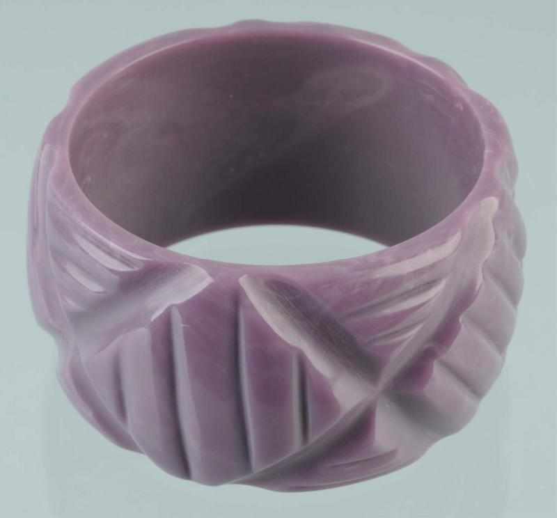 Appraisal: Vintage Bakelite Lavender Artist Signed Bracelet Description Rare extra wide