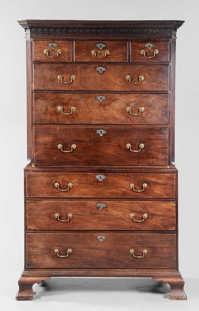 Appraisal: George III Mahogany Chest on Chest British th century highly