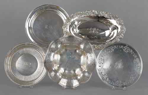 Appraisal: Five sterling silver plates and bowls ozt