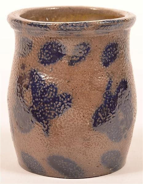 Appraisal: Blue Slip Decorated Stoneware Storage Jar th Century Blue Slip