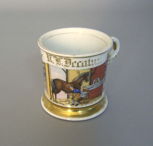 Appraisal: Occupational shaving mug with a blacksmith marked Limoges h Provenance