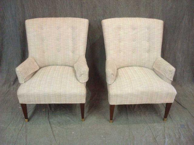 Appraisal: Pair of Upholstered Fireside Chairs Still with their original horsehair