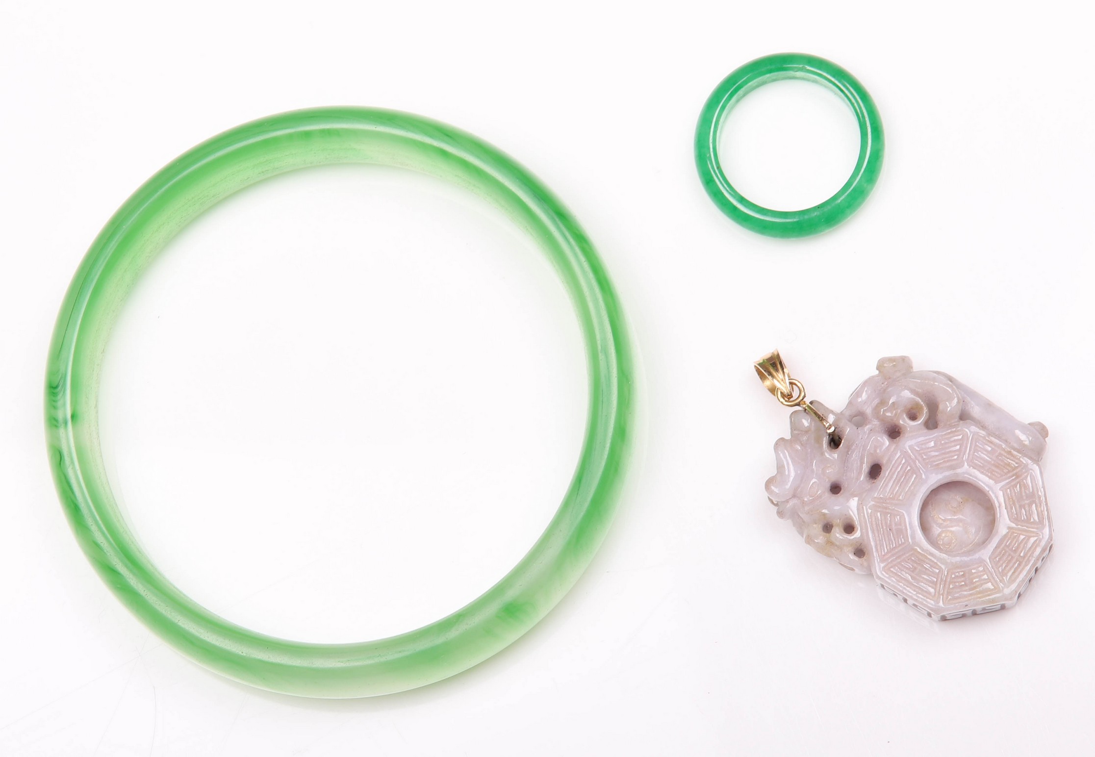 Appraisal: Jade style bangle pendant ring to include purple jade style