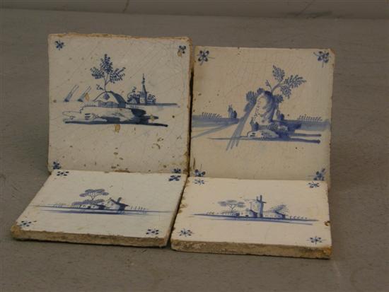 Appraisal: Four th century Delft tiles h w in