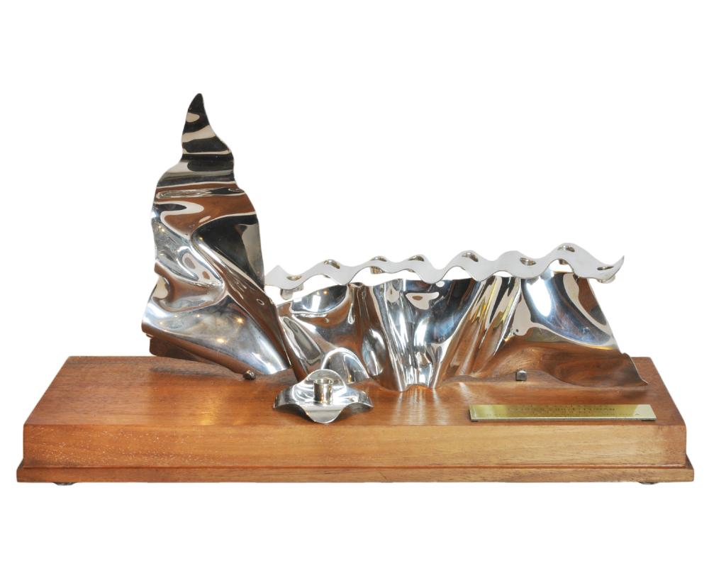 Appraisal: MOSHE ZABARI STERLING SILVER 'HANUKKAH LAMP' MENORAHMoshe Zabari Israeli American