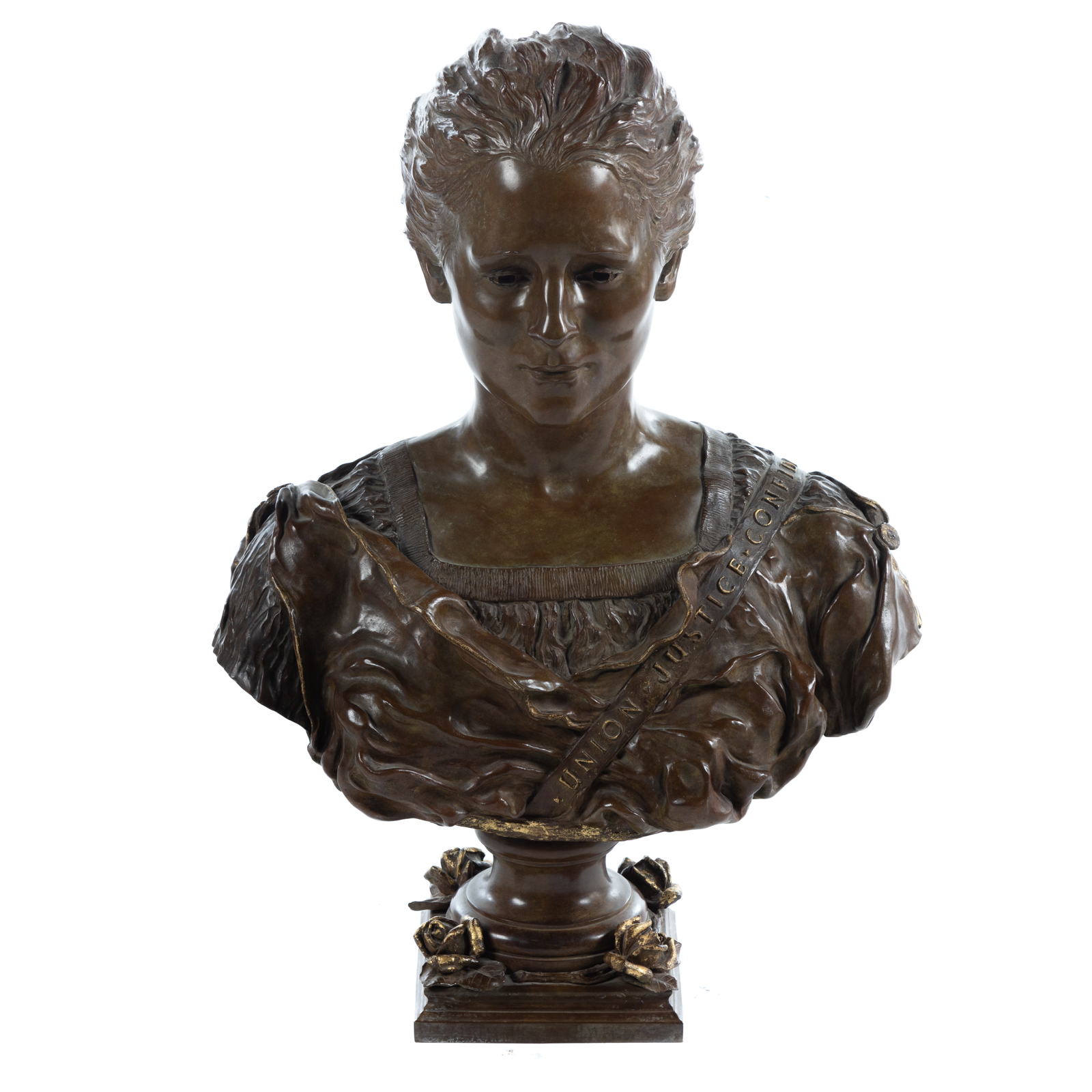 Appraisal: BRONZE BUST OF LADY LOUISIANA Late th century appears to