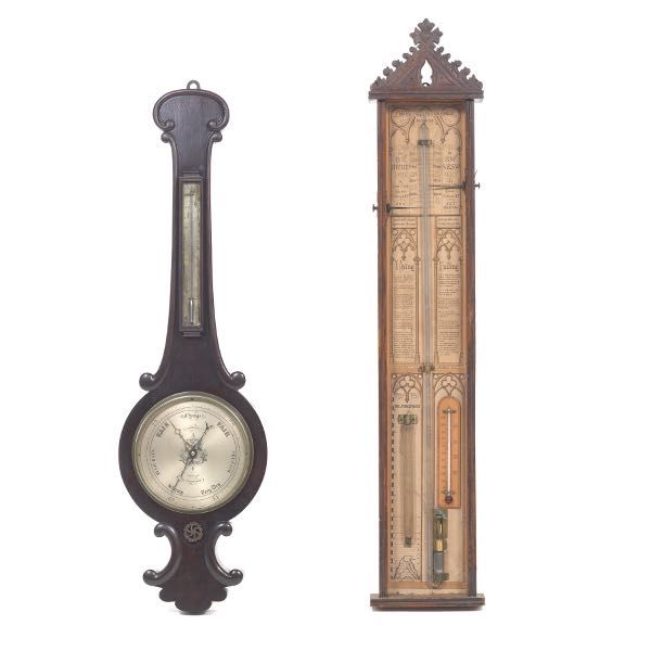 Appraisal: TWO ANTIQUE BAROMETERS One Admiral Fitzroy's Barometer with an architectural