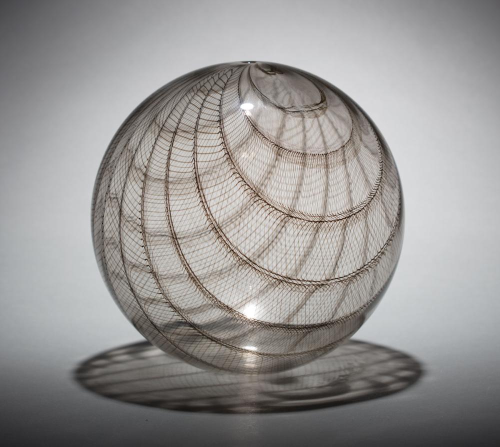 Appraisal: Lino Tagliapietra Italian b Glass Filligrana Sphere clear with brown