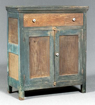 Appraisal: Southern paint decorated cupboard oak with chestnut and maple drawer