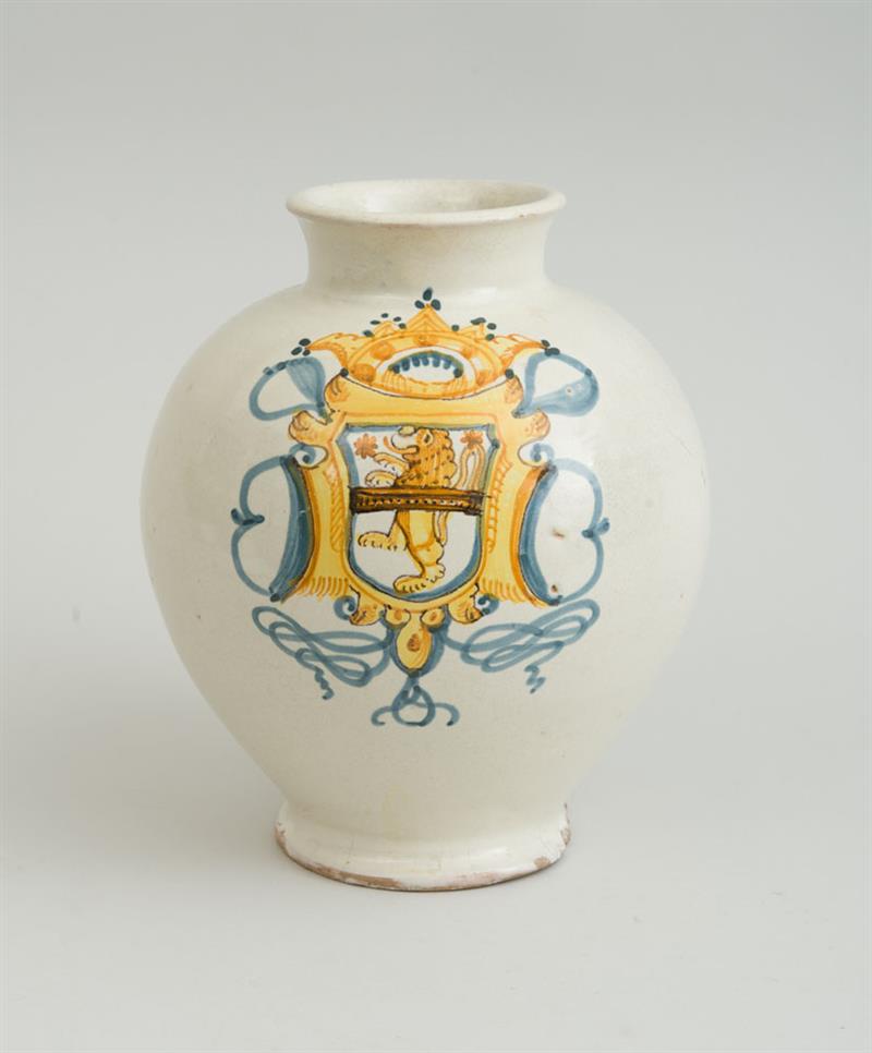 Appraisal: CONTINENTAL GLAZED STONEWARE STORAGE JAR x in diam Property from