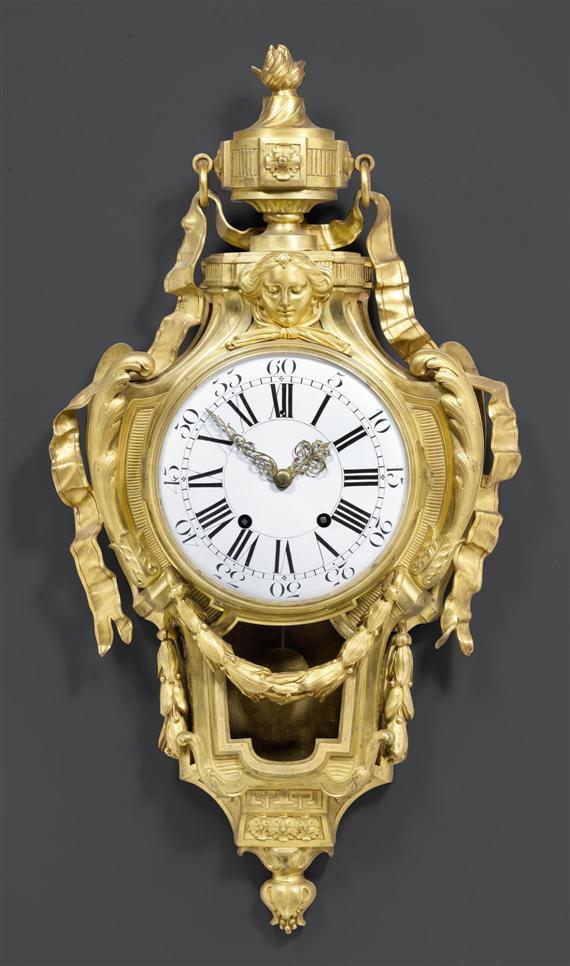 Appraisal: LARGE CARTEL CLOCK AU MASCARON Louis XVI the case signed