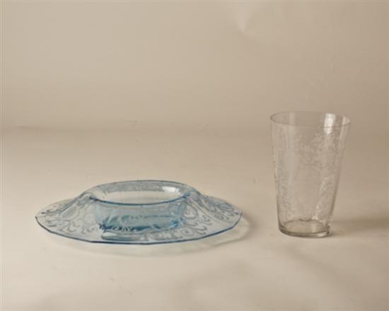 Appraisal: Two Pieces of E th C Etched Glass a pale