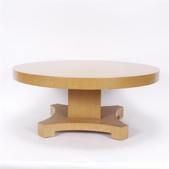 Appraisal: Modern Round Wooden Coffee Table Signs of wear to table