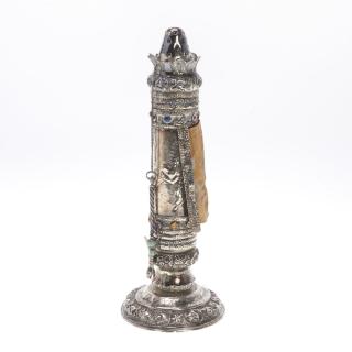 Appraisal: Antique Austro-Hungarian silver Megillah case Circa chased with flora and