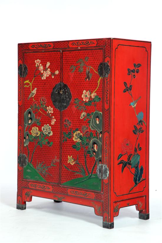 Appraisal: LACQUERED CABINET Asian late th-early th century mixed woods Two-door