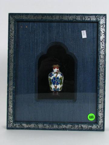 Appraisal: Shadow Box Framed Miniature Cloisonne Vase size as framed x