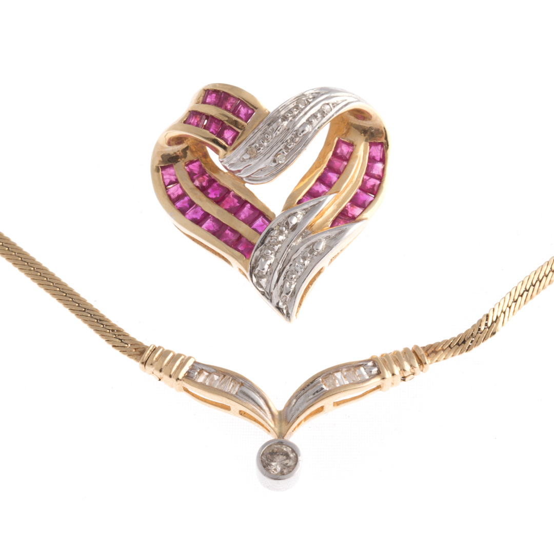 Appraisal: A Lady's Diamond Necklace and Heart Pendant in K K